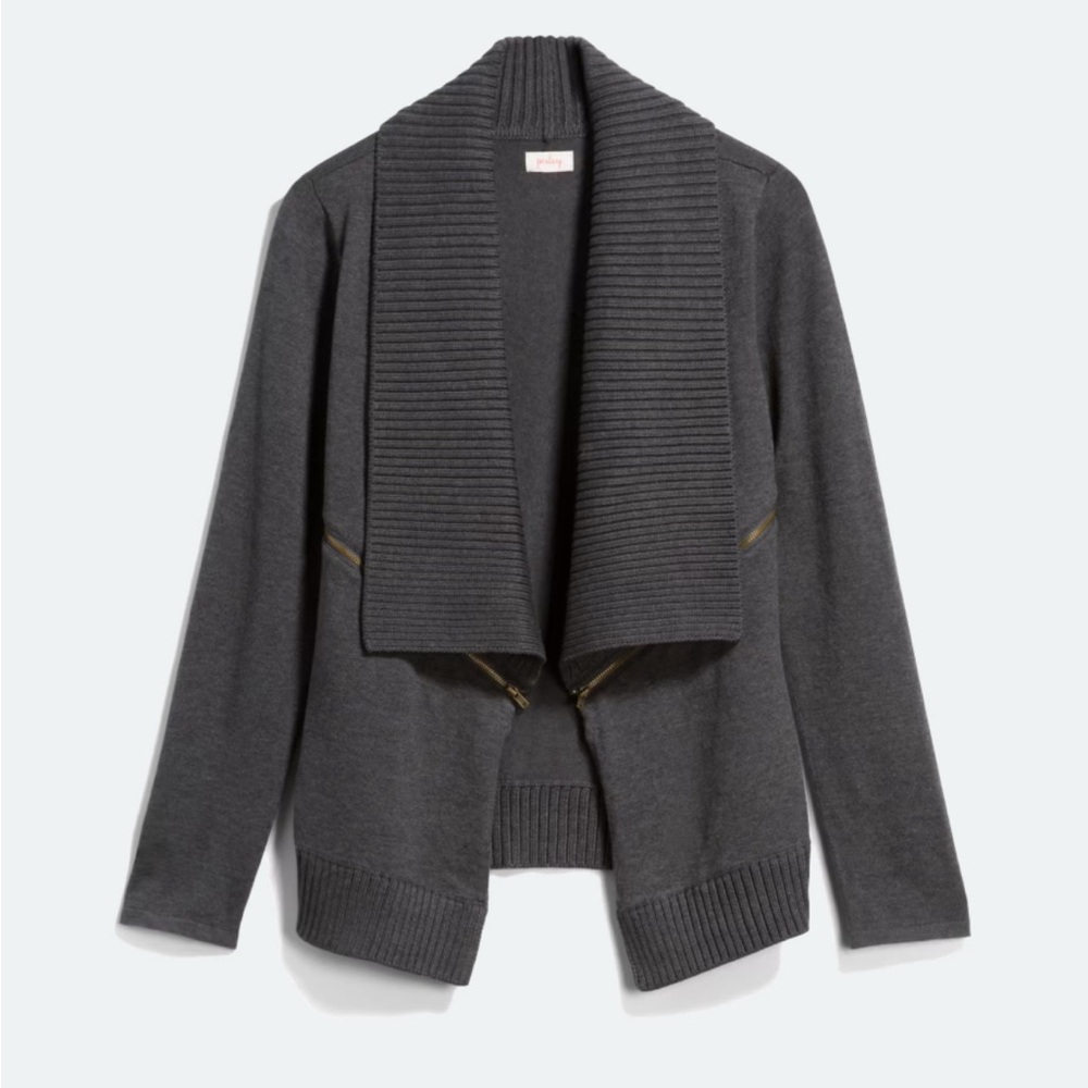 Market & Spruce Ribbed Zipper Detail Cardigan